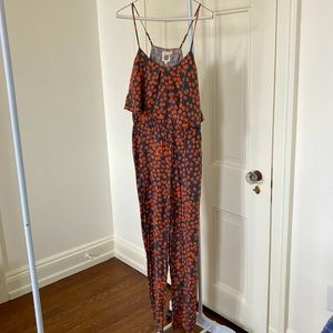 Gray and orange jumpsuit, spaghetti strap, size xs